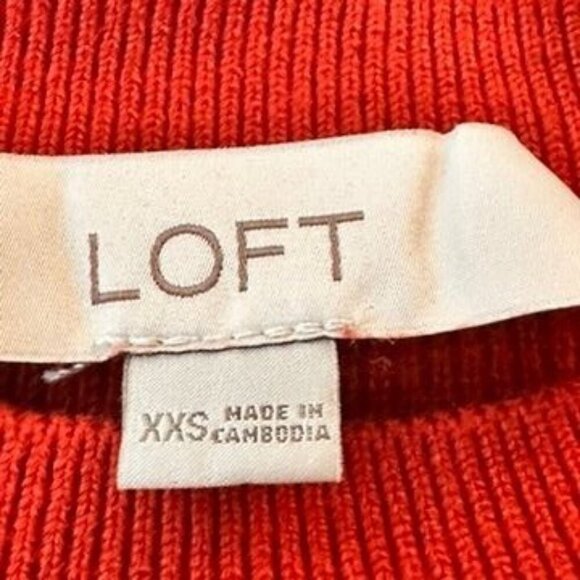 Loft Red Burnt Orange Crewneck Sweater Womens XXS Ribbed Office Classic Everyday - Picture 4 of 6